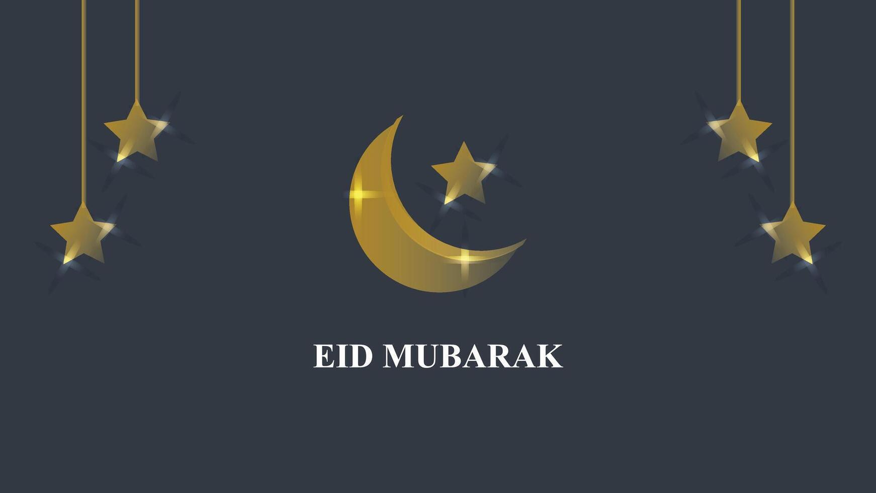 Elegant Eid Mubarak Greeting Card with Golden Moon and Stars vector