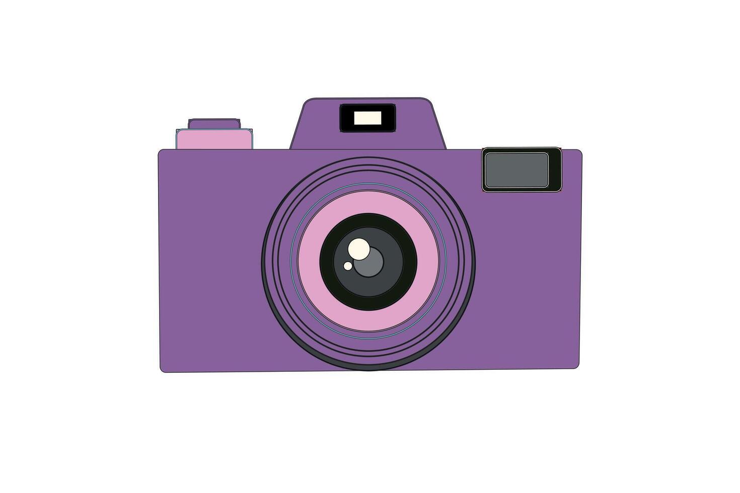 Retro camera icon with lens and viewfinder isolated on white background, vintage photography design vector