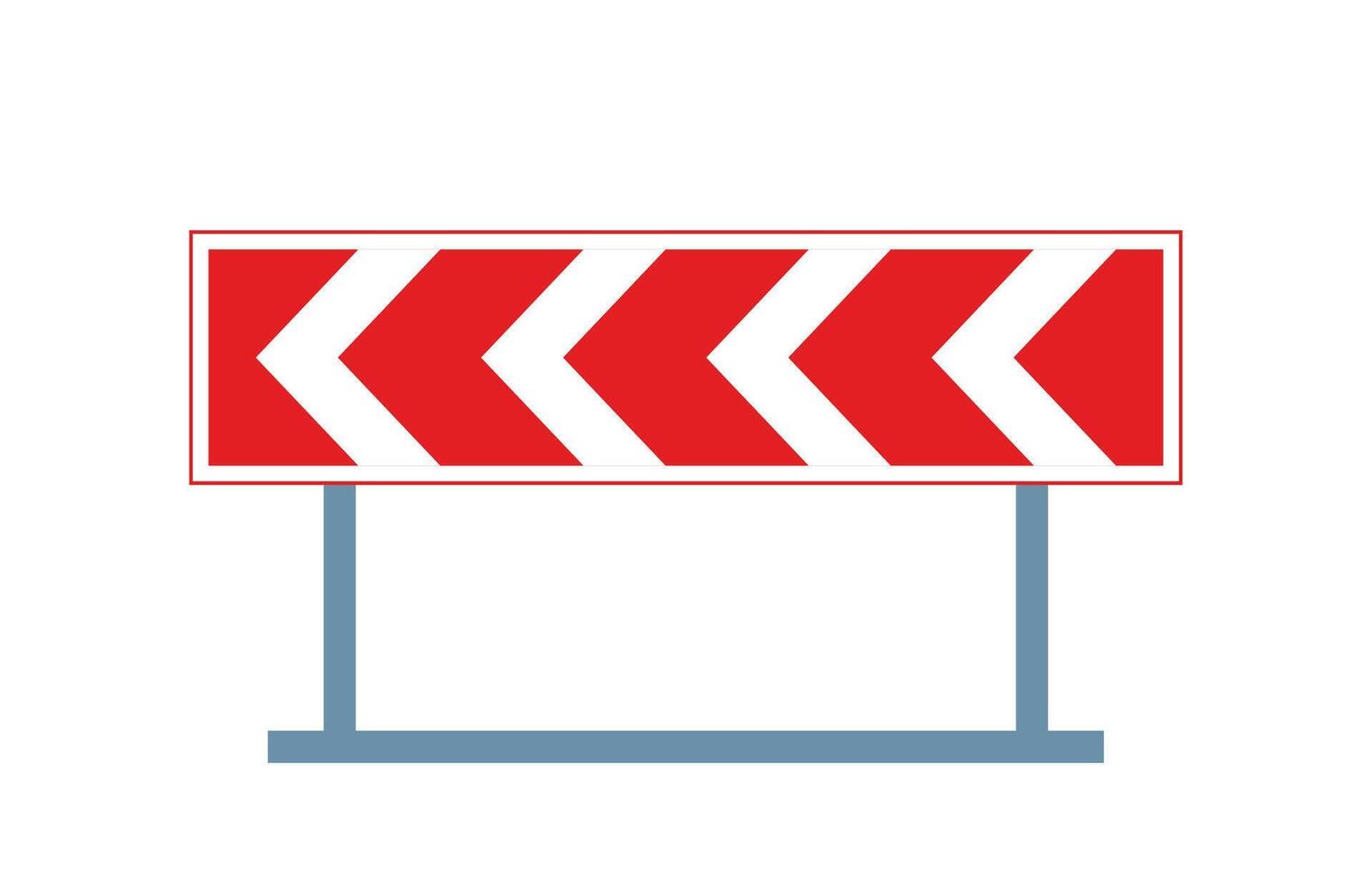 Dangerous curve direction sign featuring a triangular shape with red border and chevron arrows, indicating the direction to follow in a curve or around roadwork areas. illustration. vector
