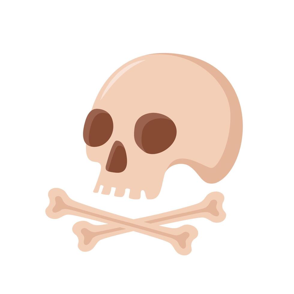Human skull with bones, teeth. Archaeological find. Historical value. Image for books, articles, posters, archeology, history of past, excavations presentations. vector