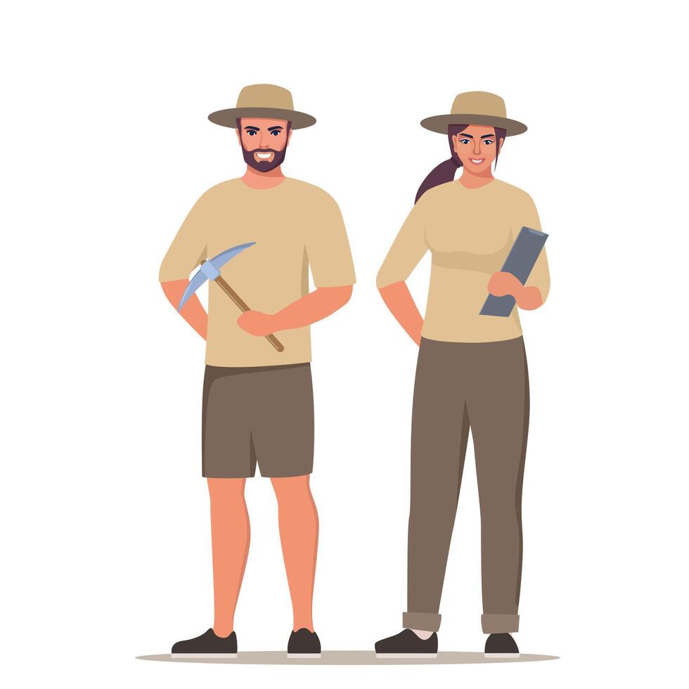Two farmers with tools vector