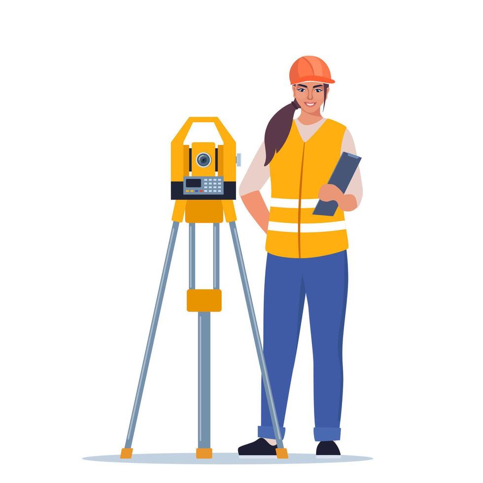 Surveyor using instrument for measurements vector