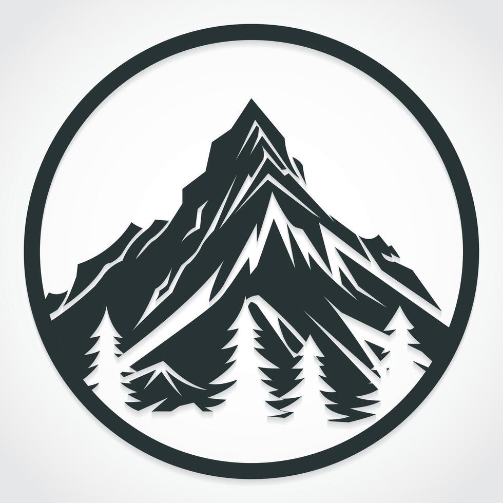 mountain and forest in circle symbol vector