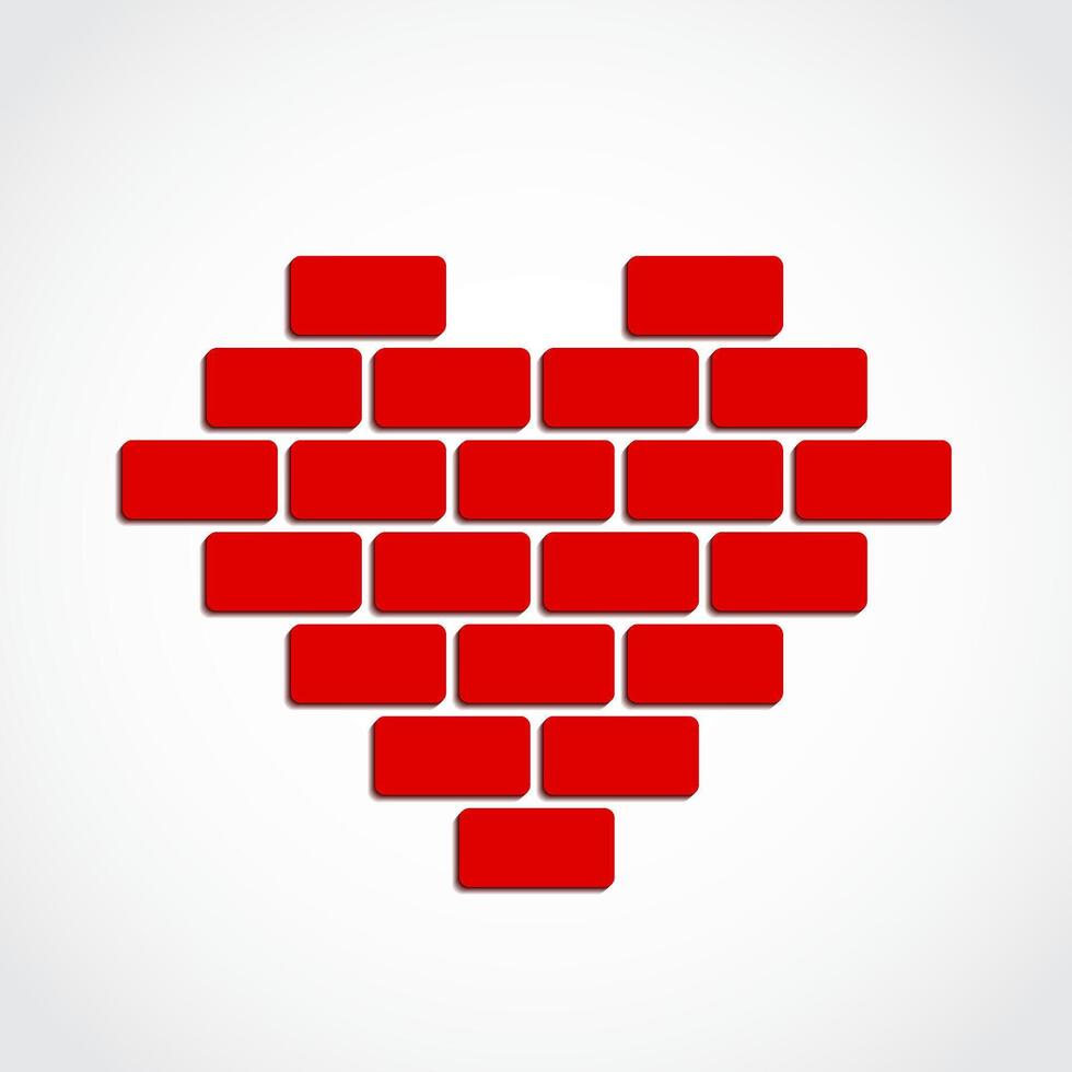 brick heart simple red color logo design vector