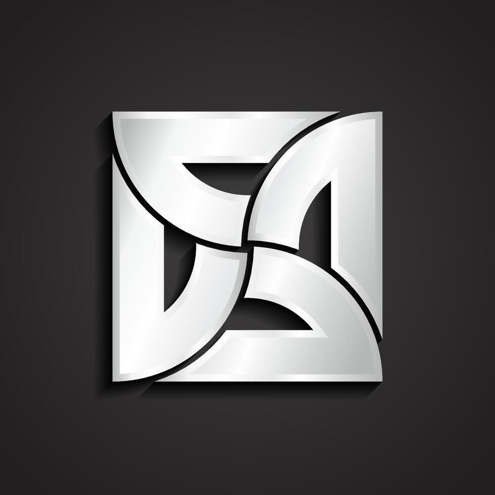 Silver logo with geometric design vector
