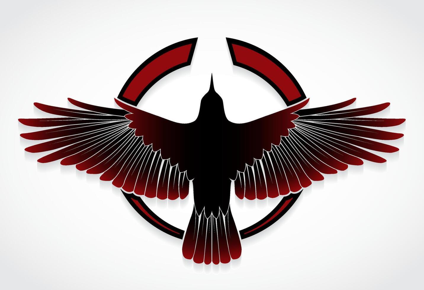 Stylized black bird logo with wings vector