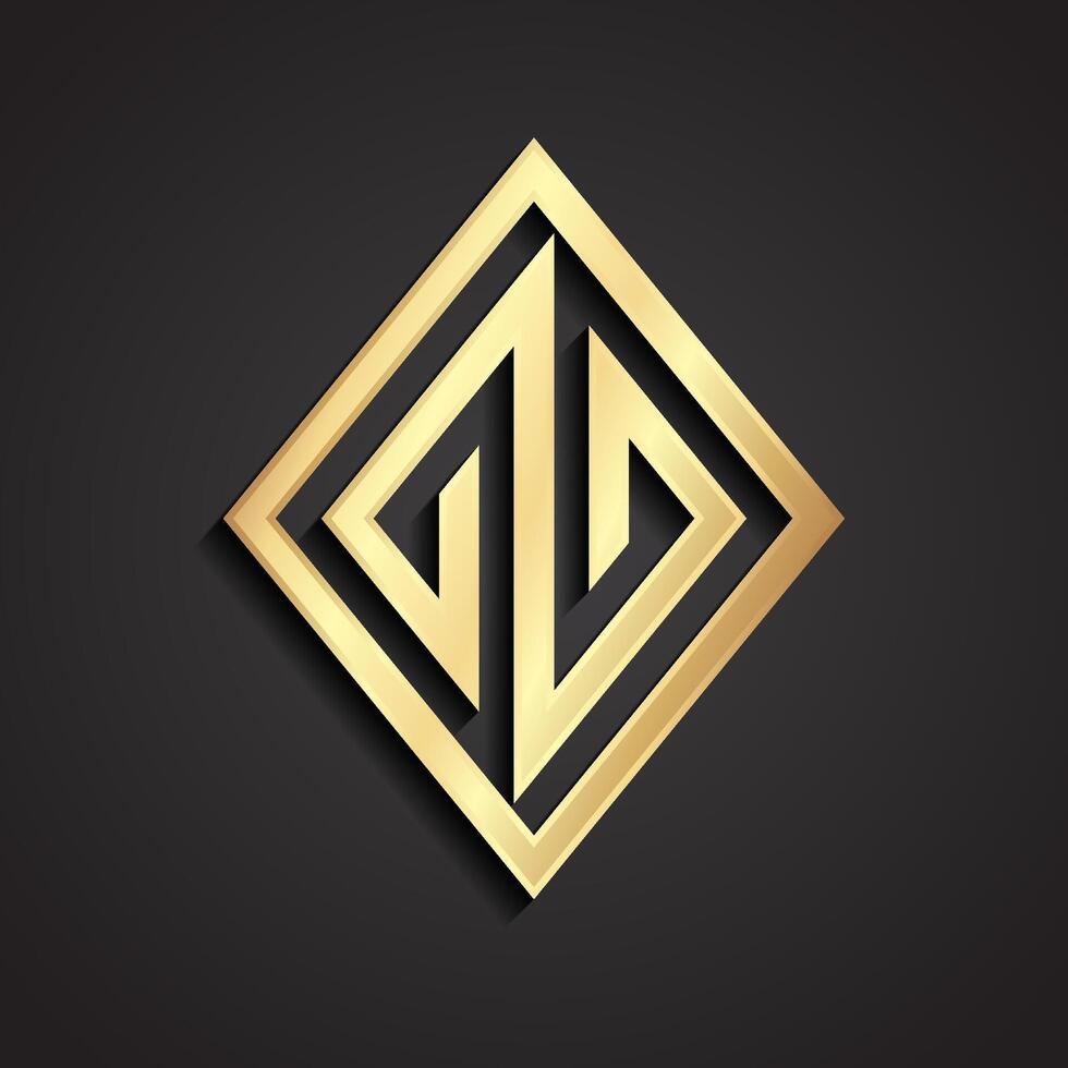 Golden diamond-shaped logo design vector