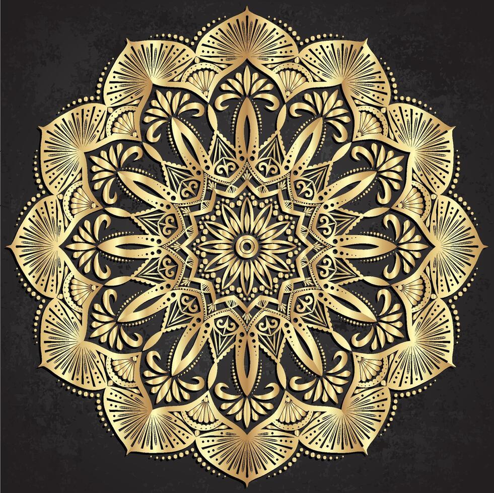 Golden mandala design on dark background vector