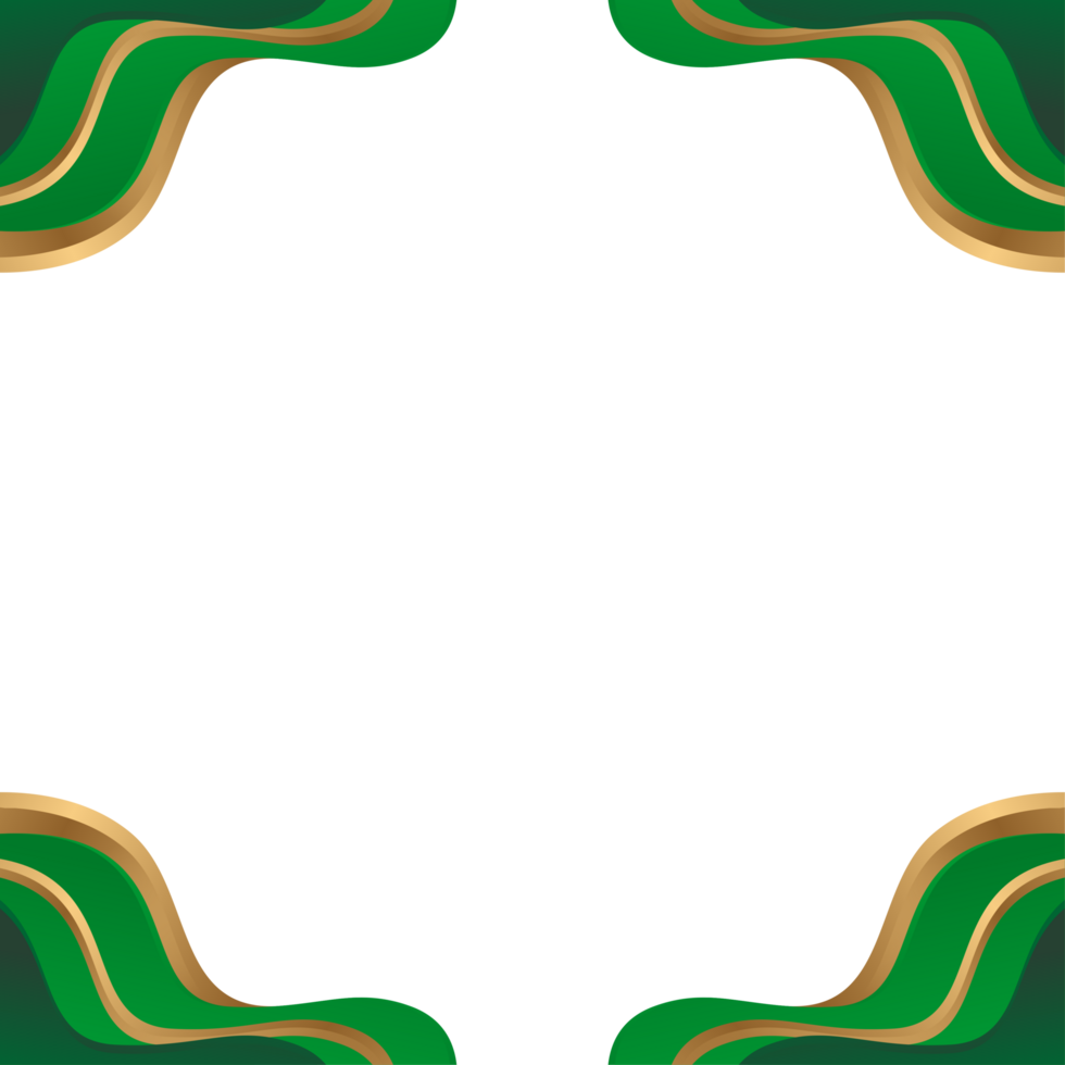 Modern gold curve frame with transparent center png