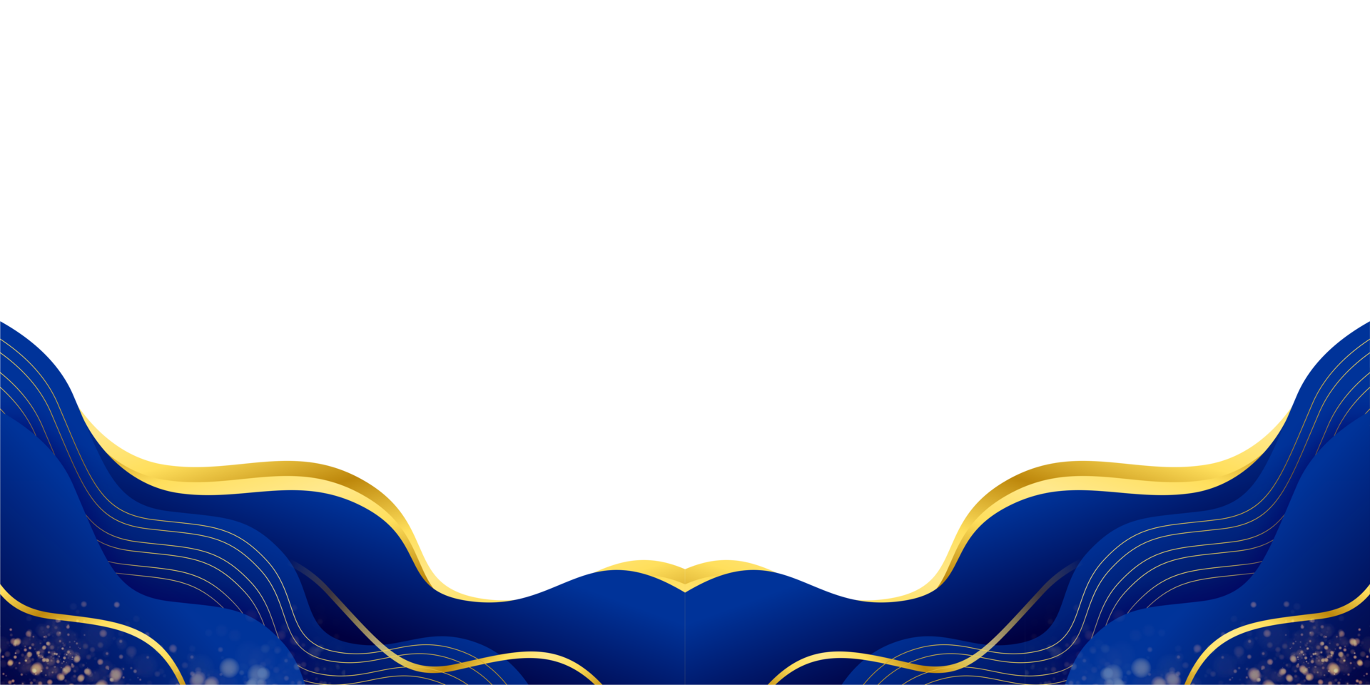 Luxury corner frame in gold and navy for digital greeting cards, social media posts png