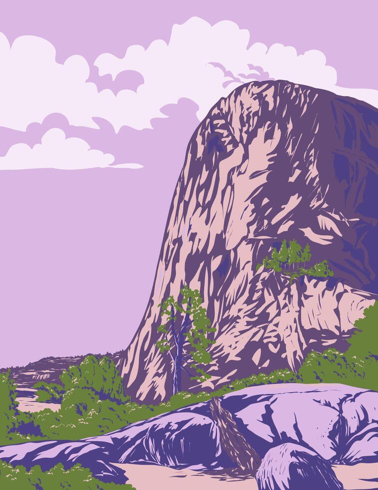 Liberty Cap in Yosemite National Park California USA WPA Poster Art vector
