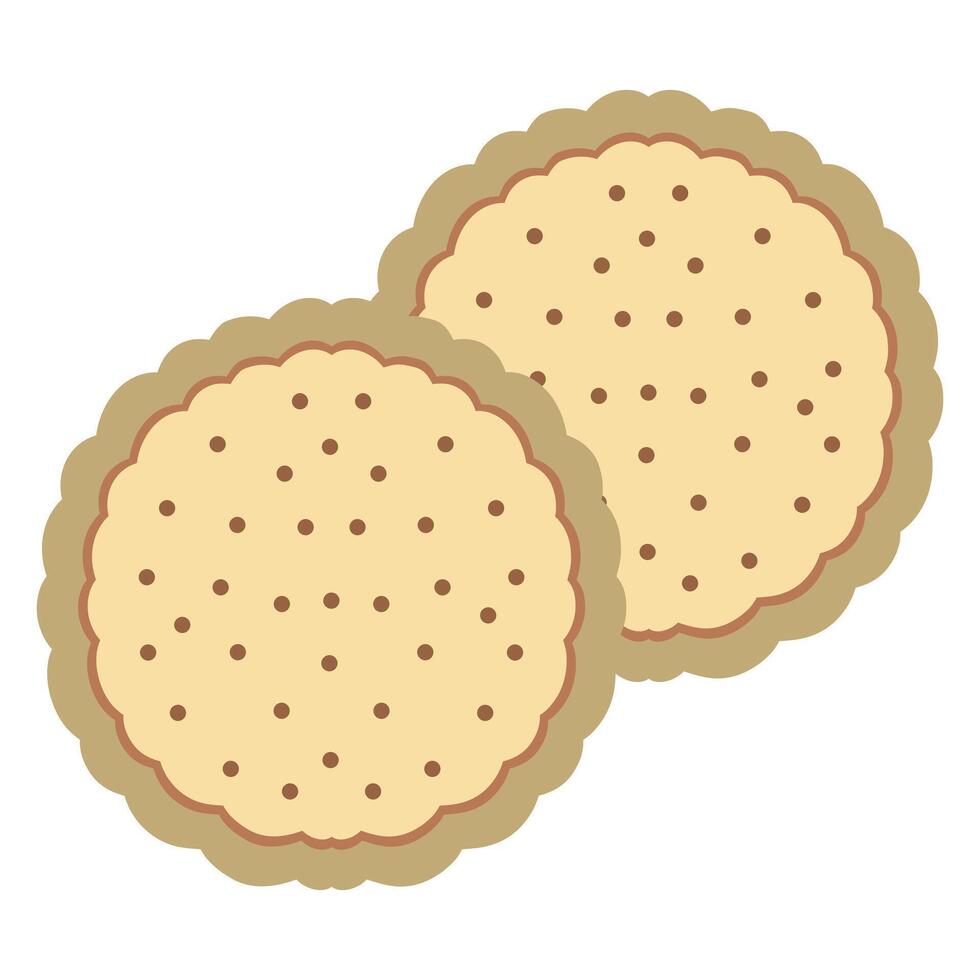 Cookies top view illustration on a white background, cracker, biscuit vector