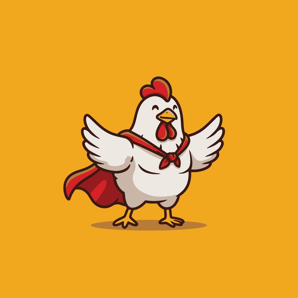Cartoon superhero chicken with wings vector