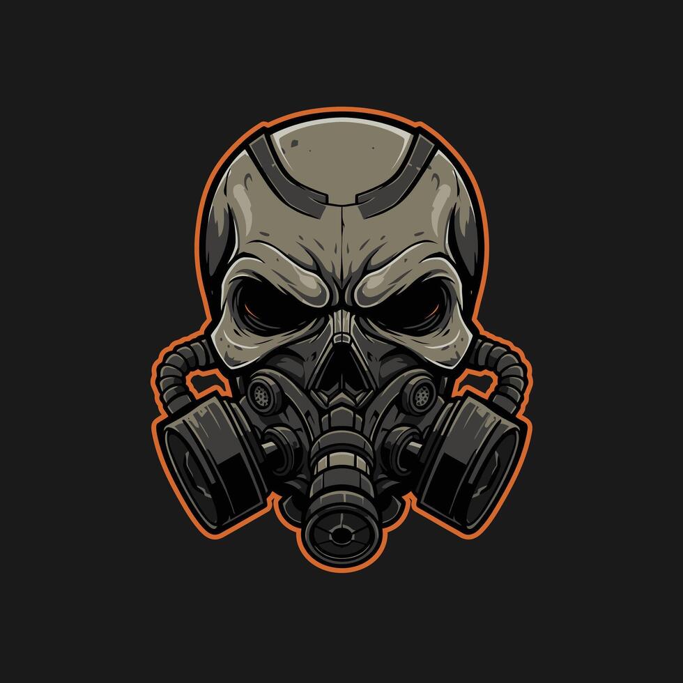 Skull wearing a gas mask illustration vector