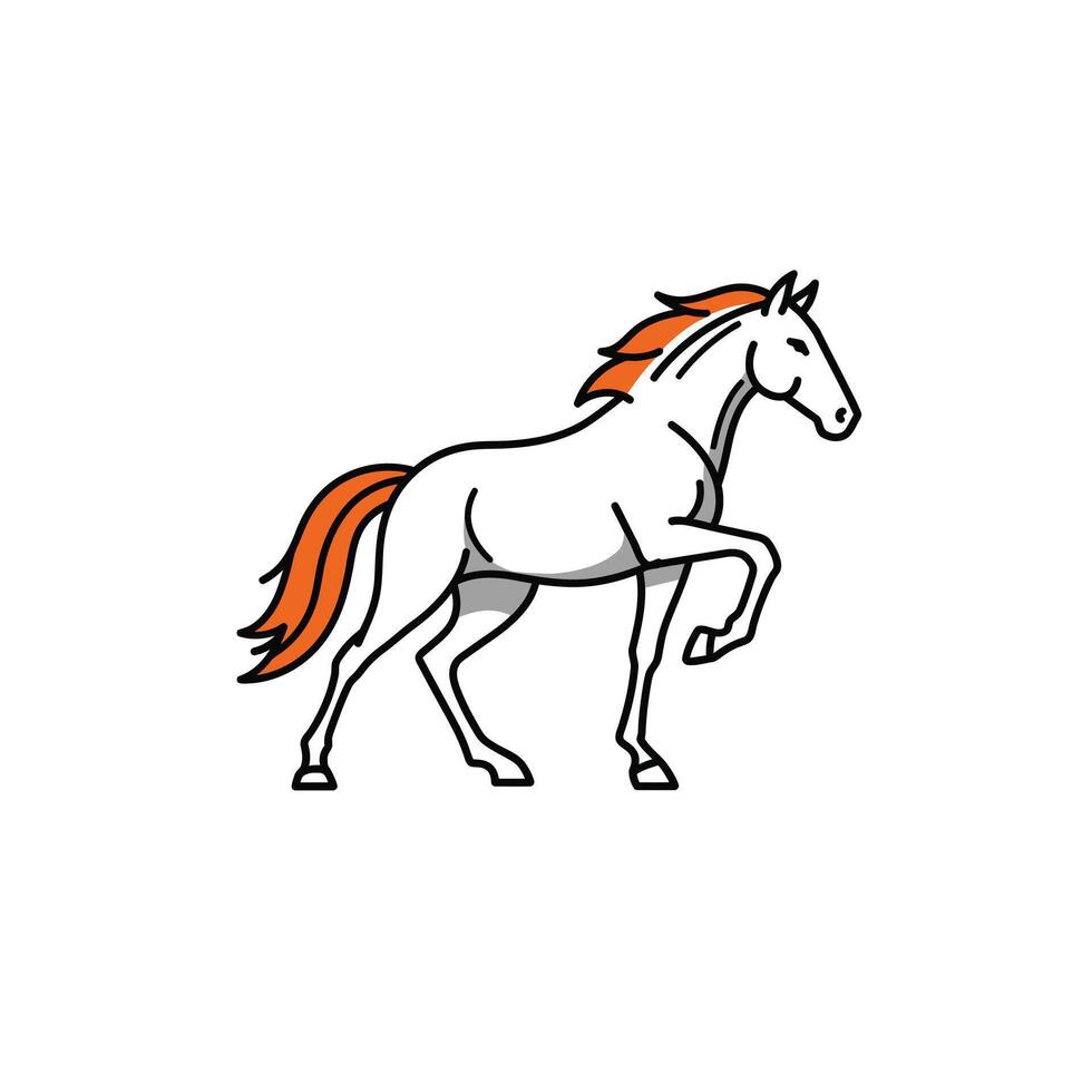 Horse with an orange mane and tail logo design vector