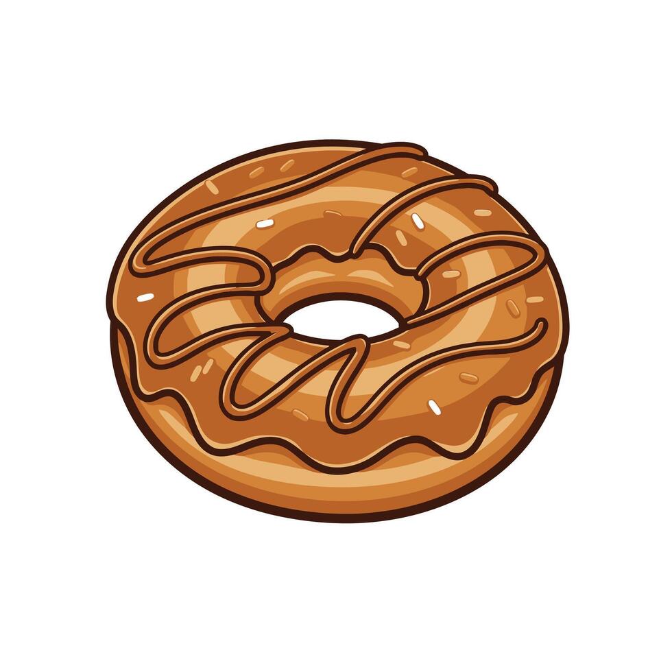 Glazed donut with chocolate topping vector