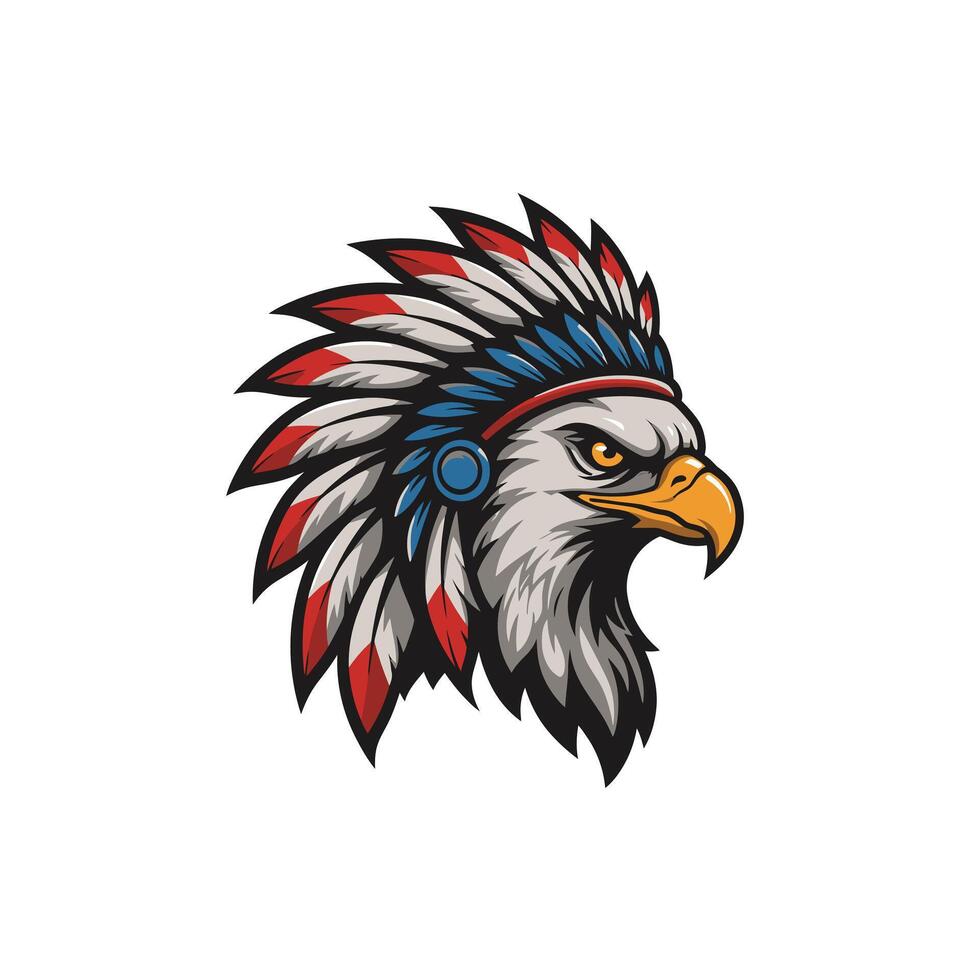Logo design of an eagle head with an Indian headdress vector