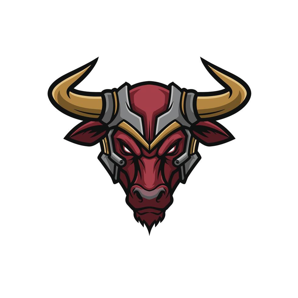 Colorful bull head with horns logo design vector