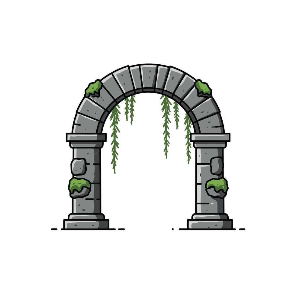 Logo design of an arch with plants growing out of it vector