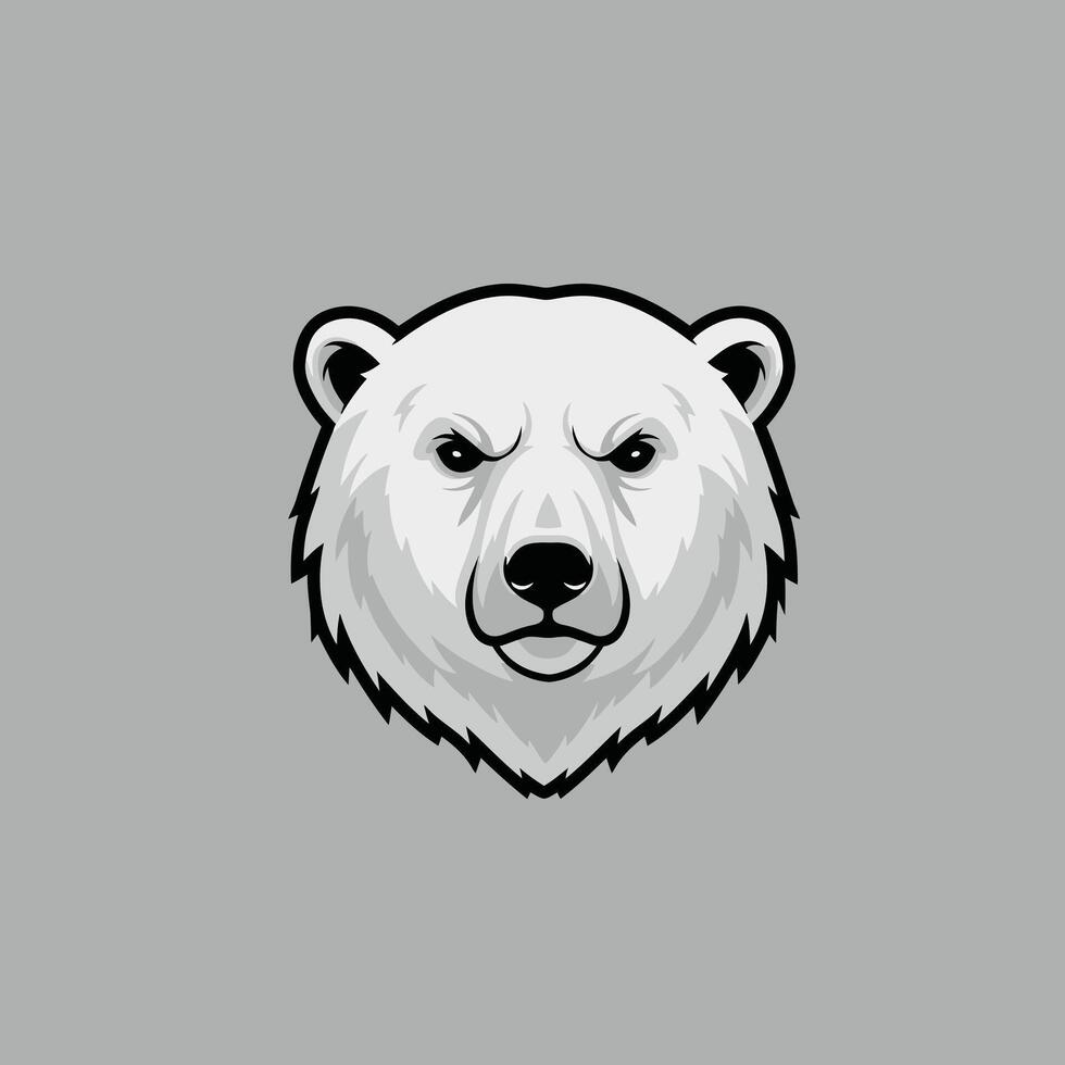 Logo design of a polar bear head on a gray background vector
