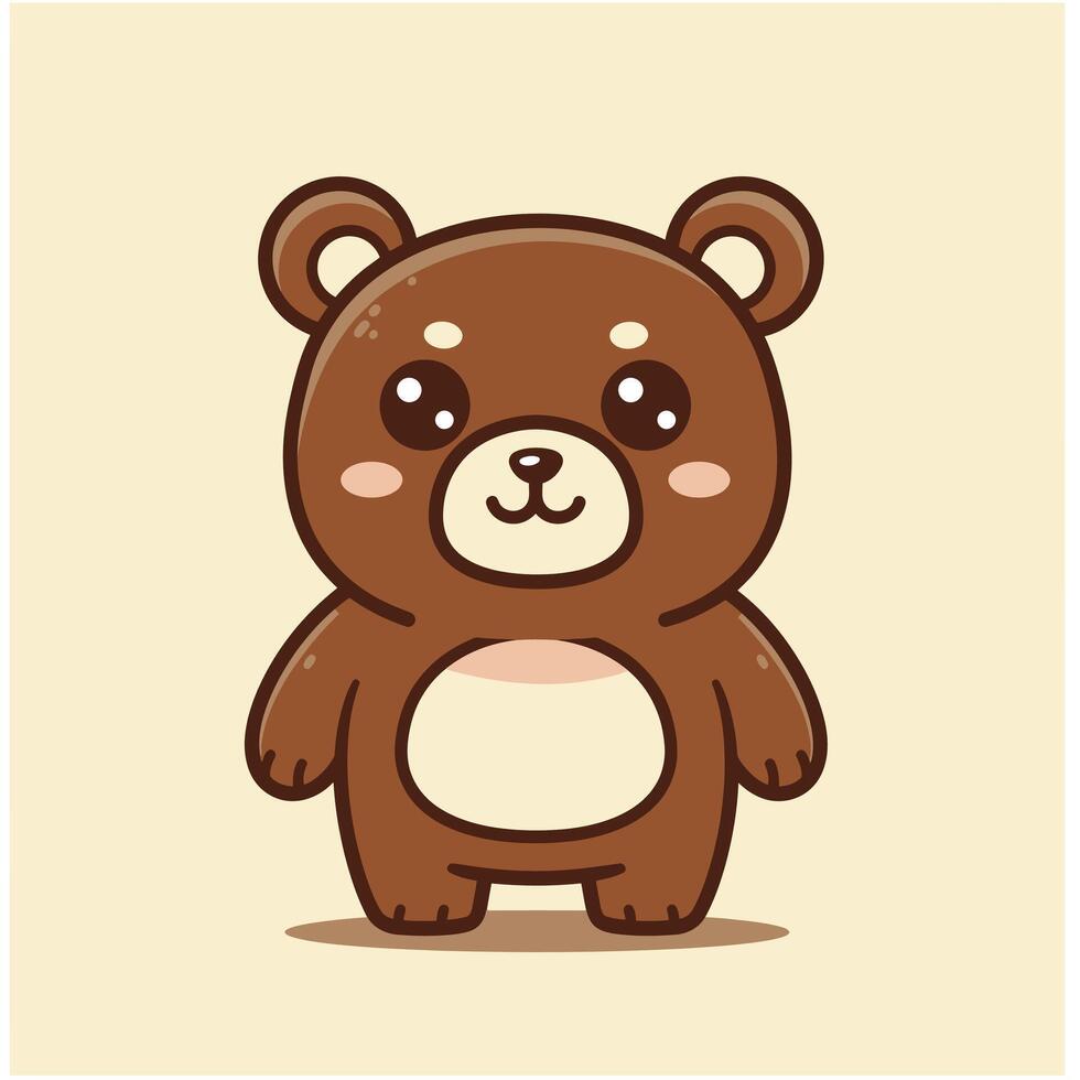 Cartoon brown bear logo design vector