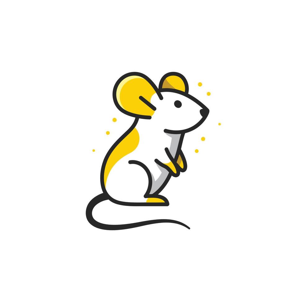 Yellow and white mouse logo design vector