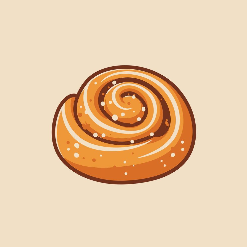 Cinnamon roll logo design on a beige background vector