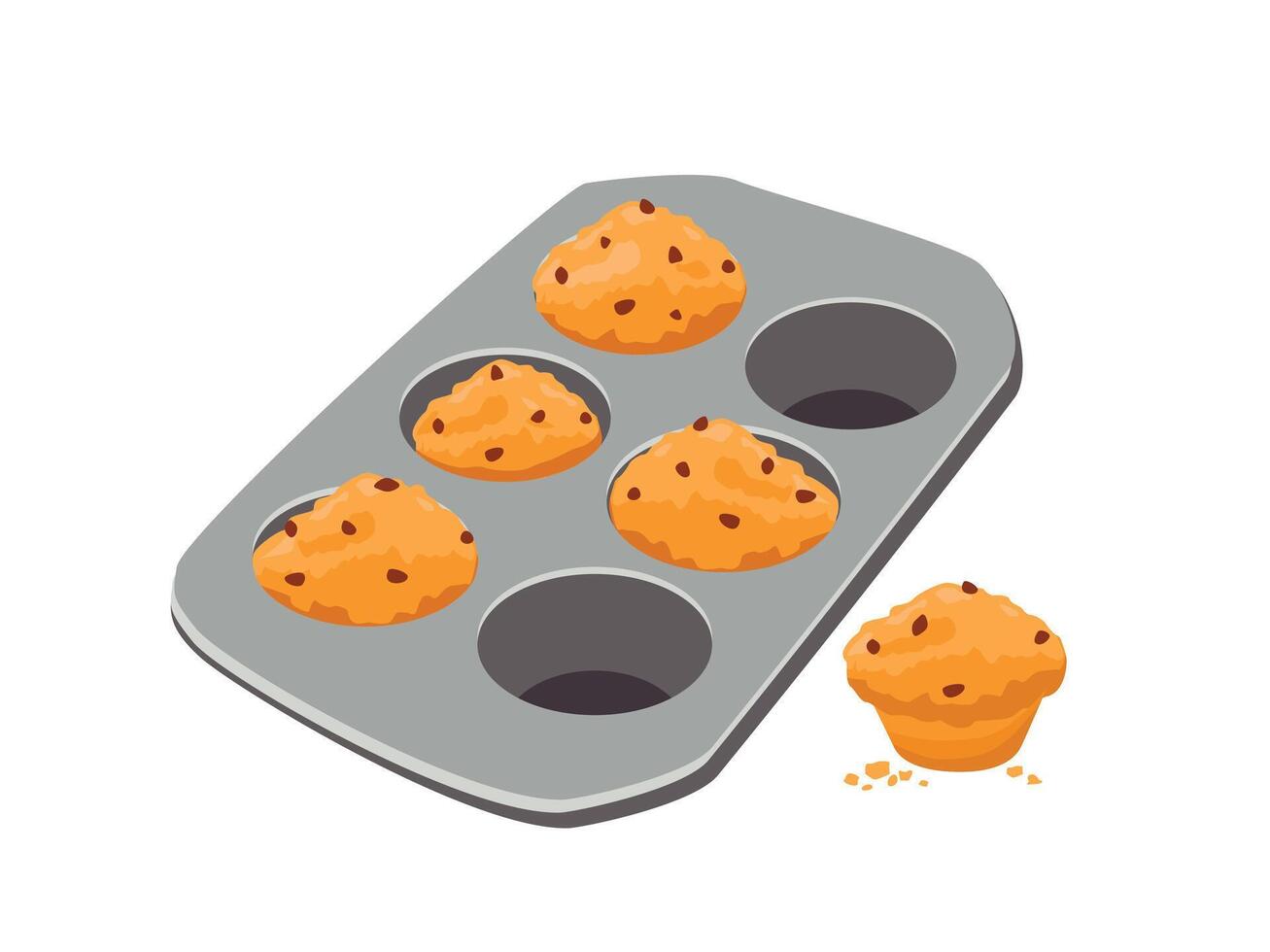 Homemade cakes in baking molds. Cartoon illustration. vector