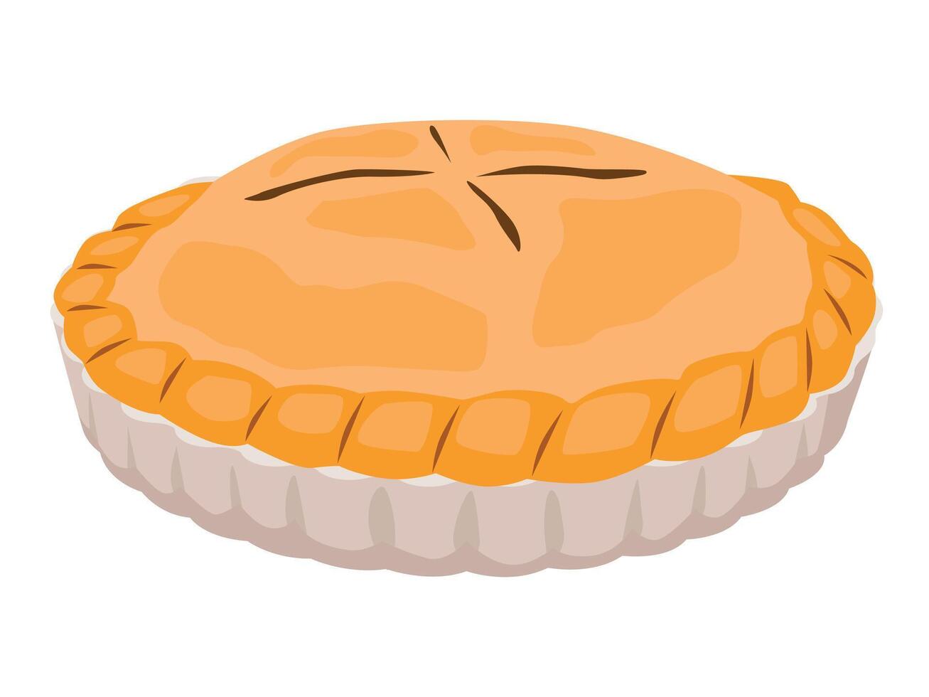 Traditional American apple pie. Sweet cake with apples. vector