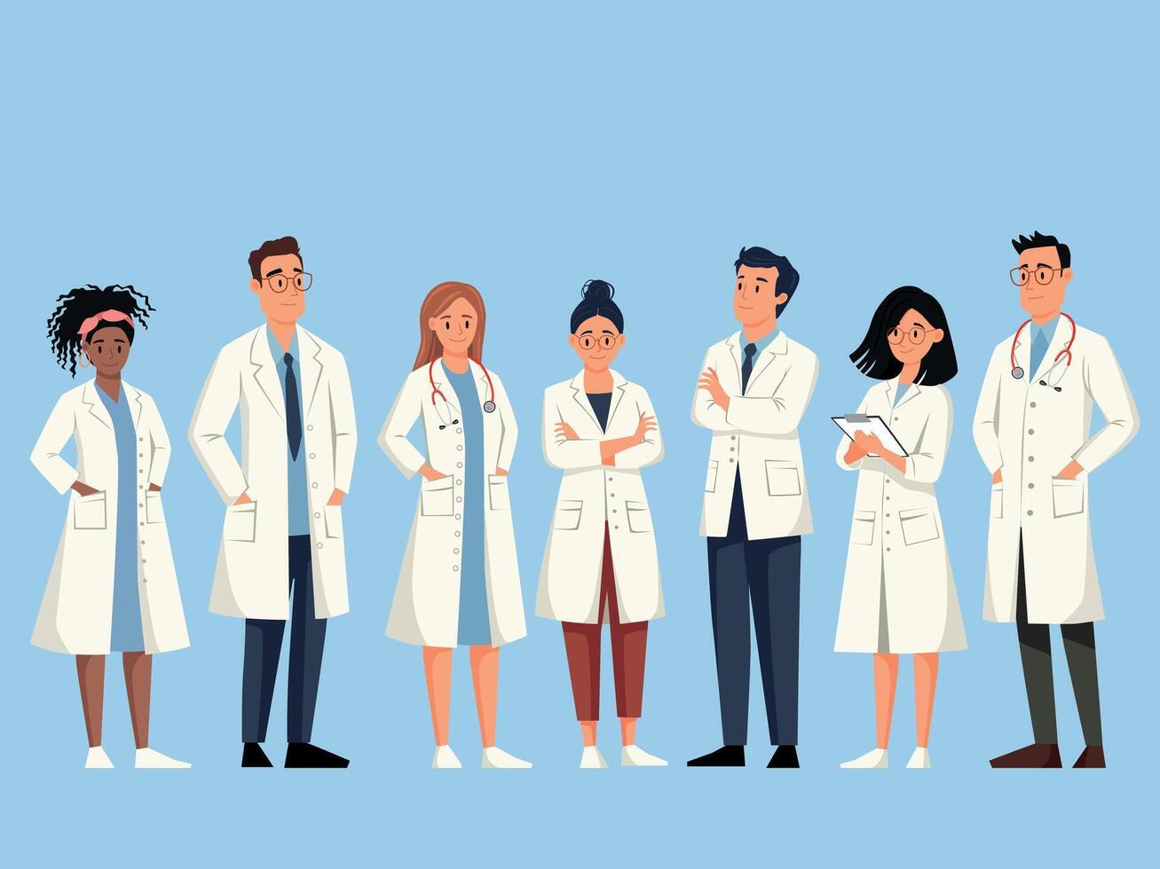 Group of doctors in lab coats vector