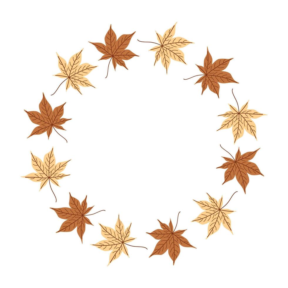 Autumn Maple Leaf Wreath Warm Fall Color Circle Frame for Invitations, Cards and Seasonal Design vector