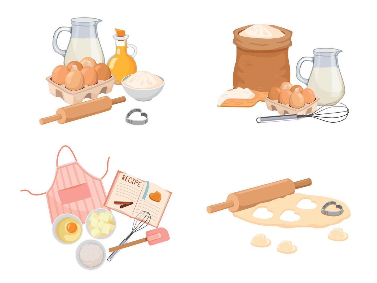 Baking ingredients and tools illustration vector