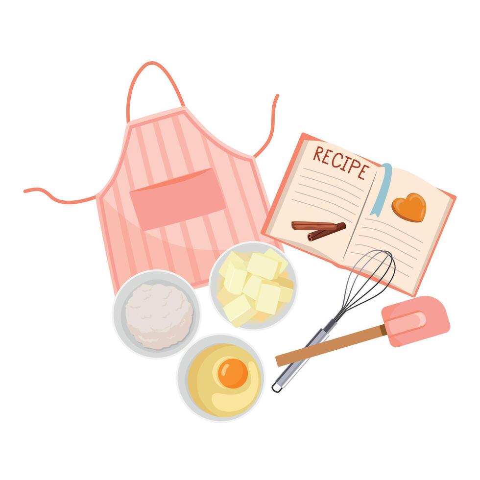 Baking ingredients and tools vector