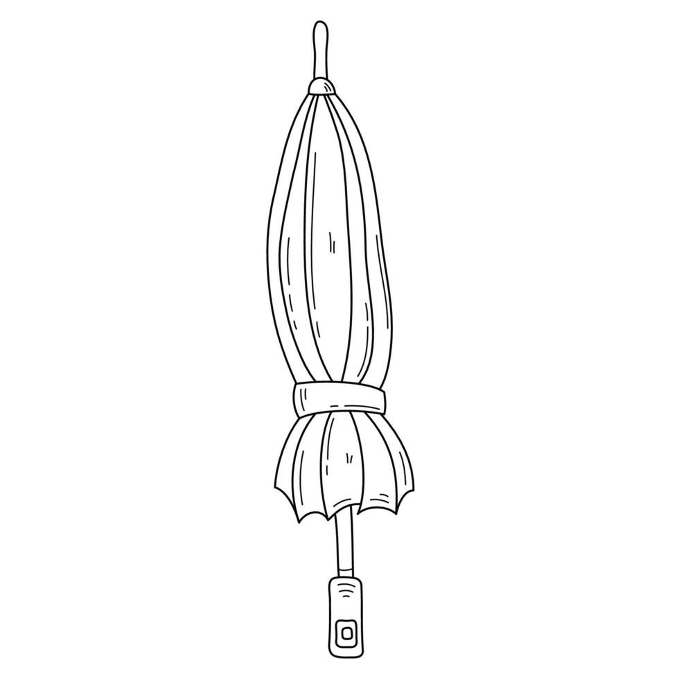 Hand drawn closed umbrella doodle style illustration. Editable stroke element isolated on a white background vector