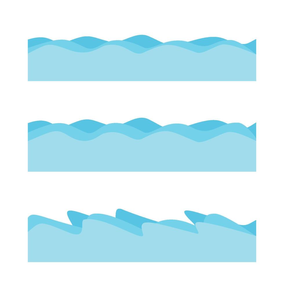 Set of Blue Wave Background with Abstract Layered Ocean Water Design vector