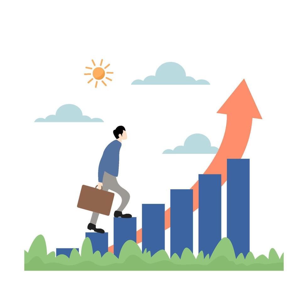Business Growth Illustration with Career Success and Financial Progress Concept vector