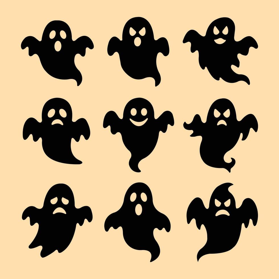 A Collection of Cute and Spooky Ghost Silhouettes for Halloween vector