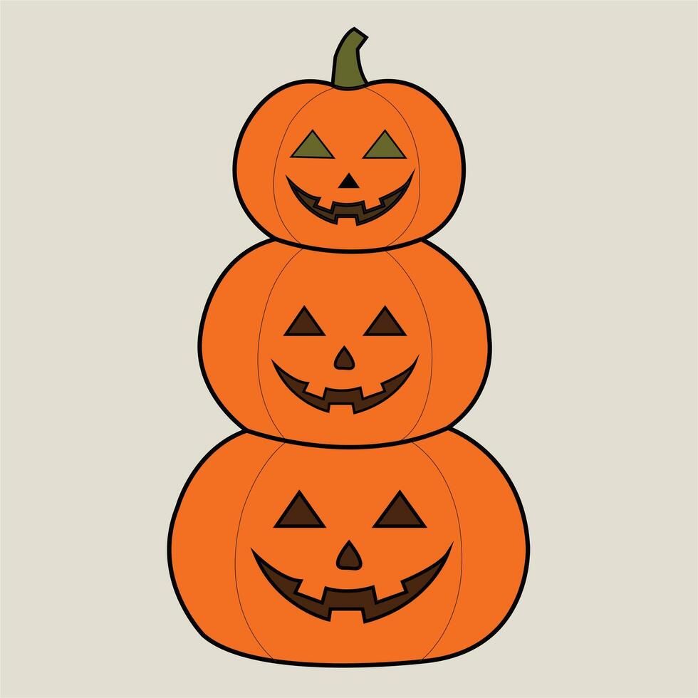 Stacked Pumpkins A Festive Halloween Display vector