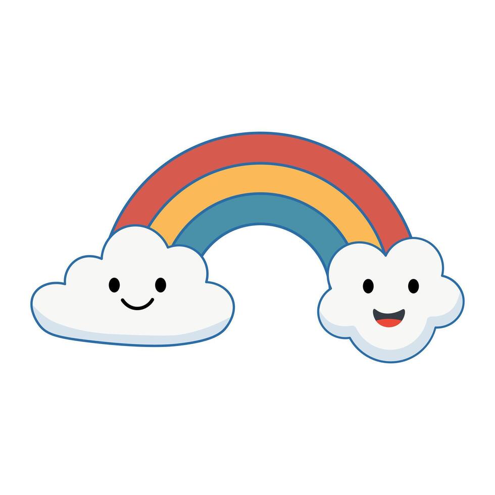 Joyful Clouds and Rainbow in Adorable Style vector
