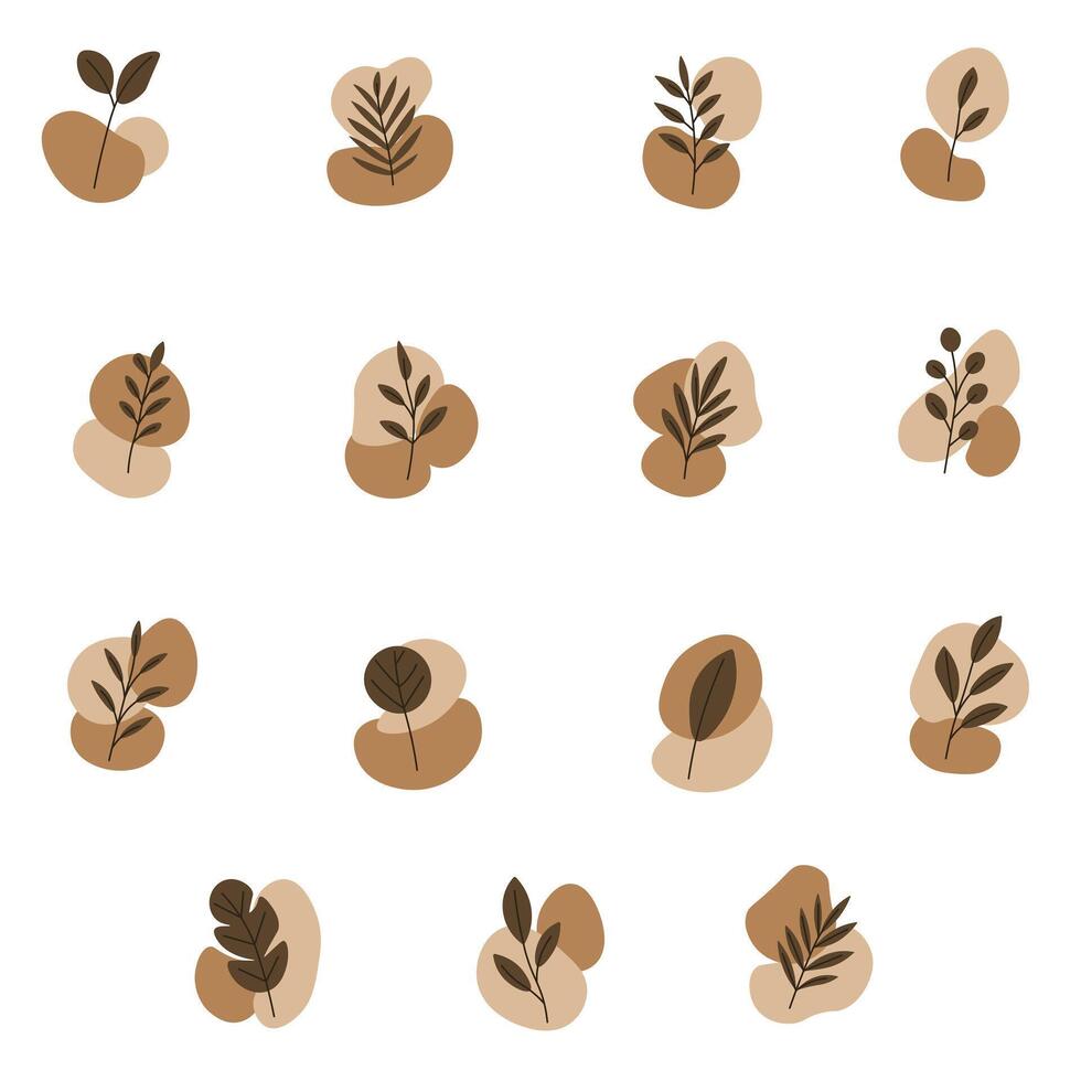 Stylish leaf patterns in earthy colors vector