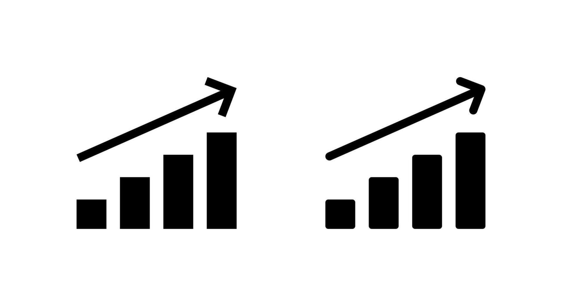 Growth bar chart with upward trend arrow icon. Increase, success, and financial rise sign symbol vector
