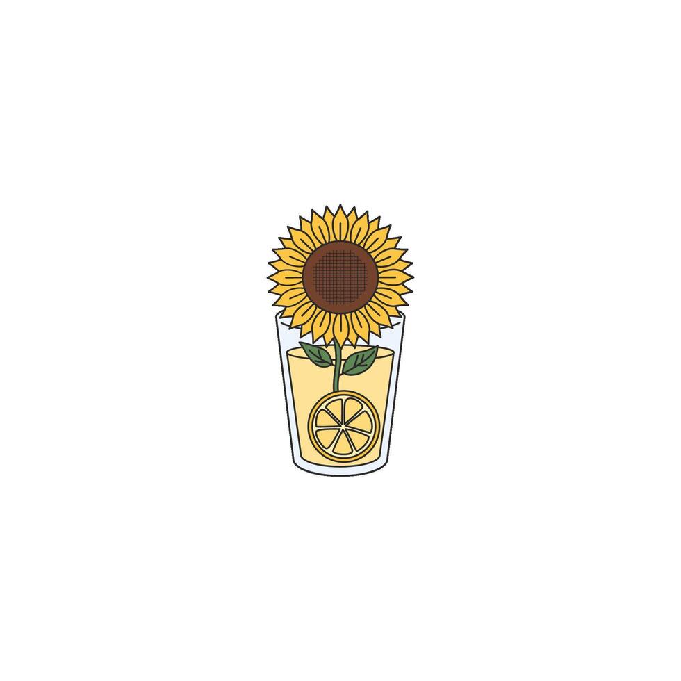 Sunflower in lemonade drink illustration vector