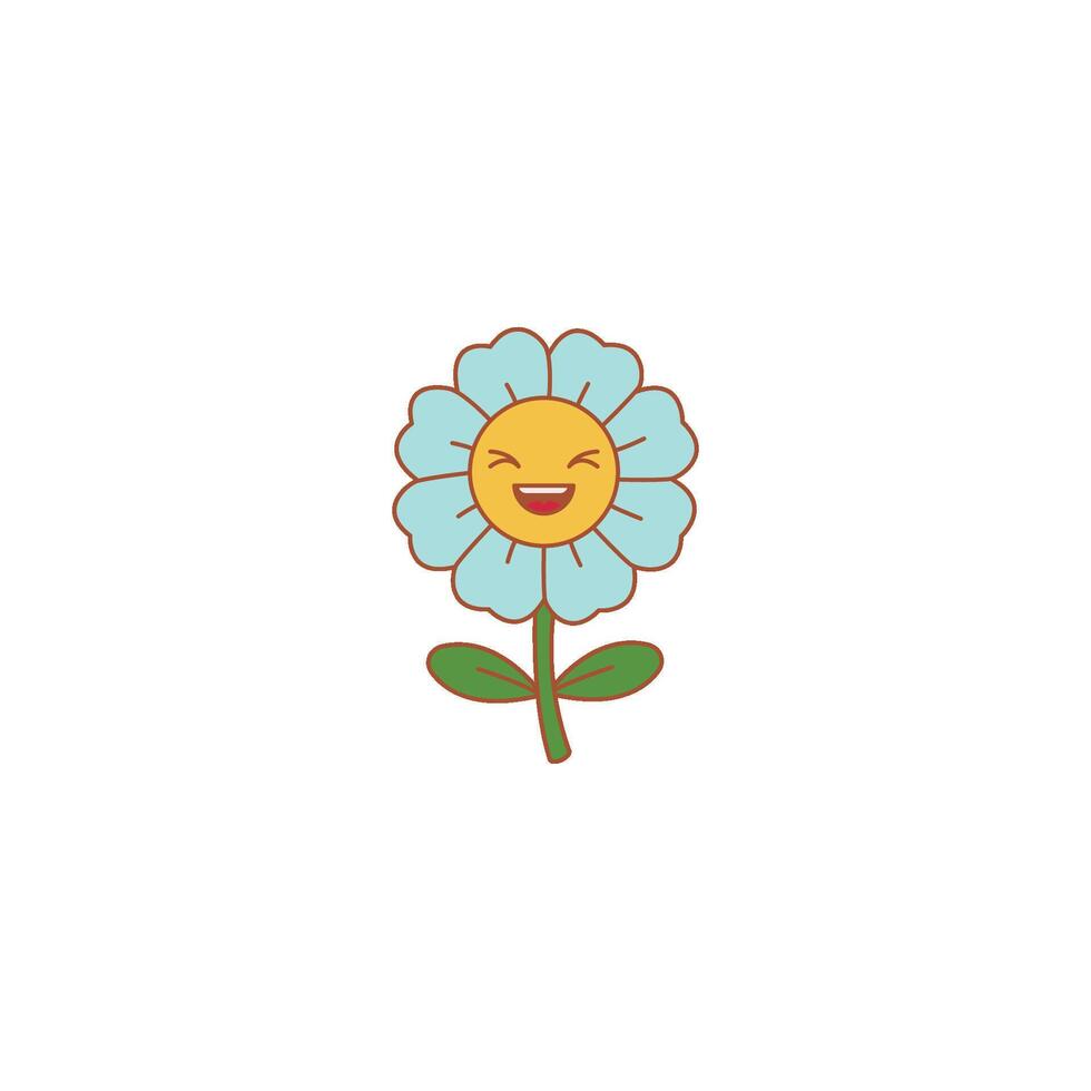 Cheerful smiling flower icon vector