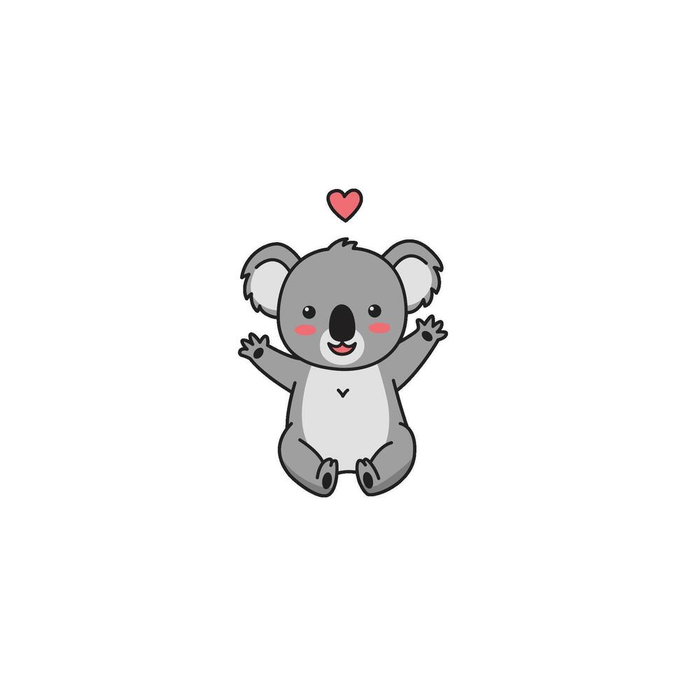 Cartoon koala character with heart vector