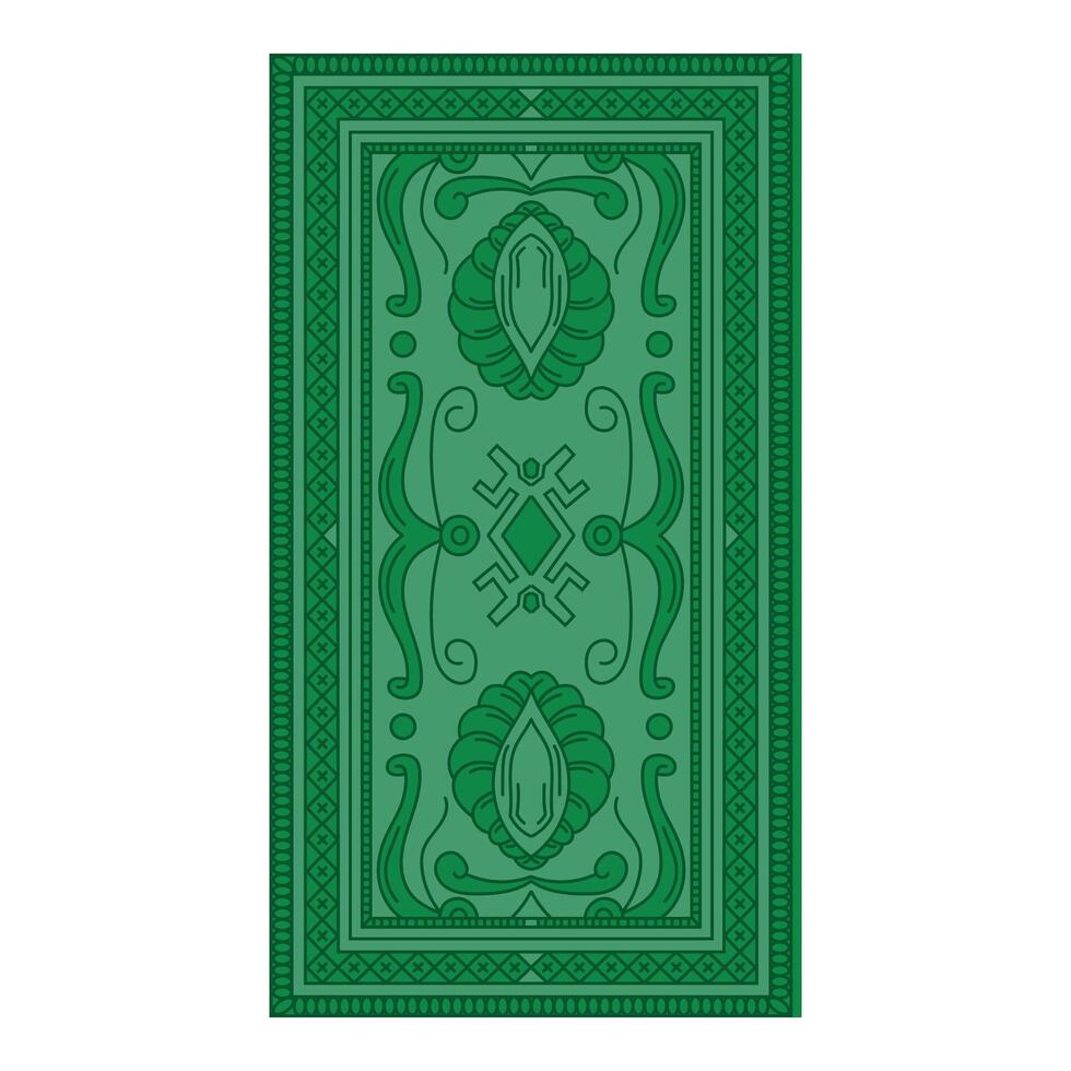 Green patterned rug with floral designs vector