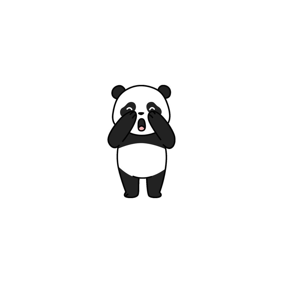 cartoon panda covering eyes vector