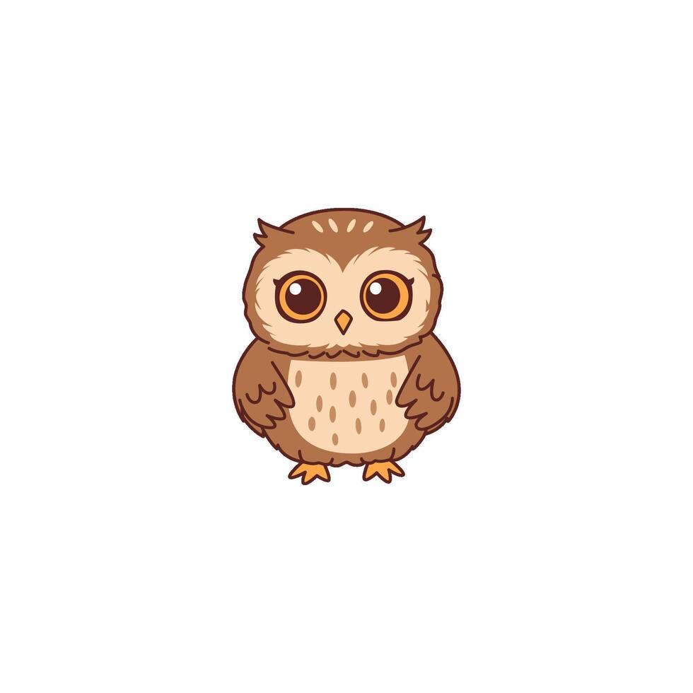 An icon of a cute cartoon owl sitting with a serene and contented expression, symbolizing peace, satisfaction, and inner calm. vector