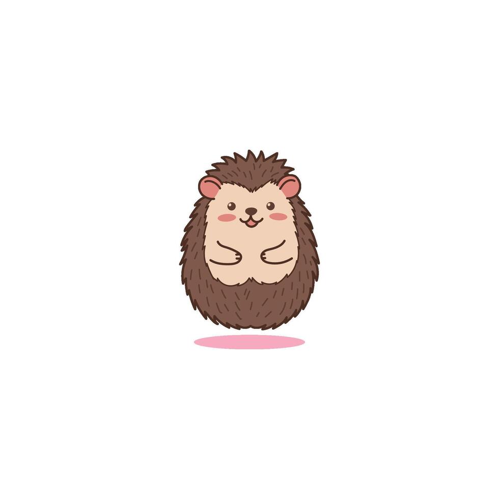 An icon of a cute cartoon hedgehog with hands clasped and a shy, bashful expression, suggesting modesty, innocence, or embarrassment. vector