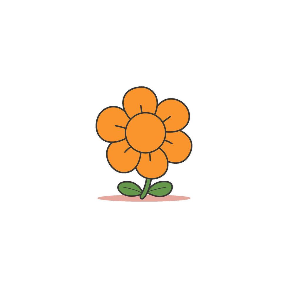 An icon of a simple orange flower with five petals and a light center, representing warmth, floral beauty, and natural vibrancy. vector