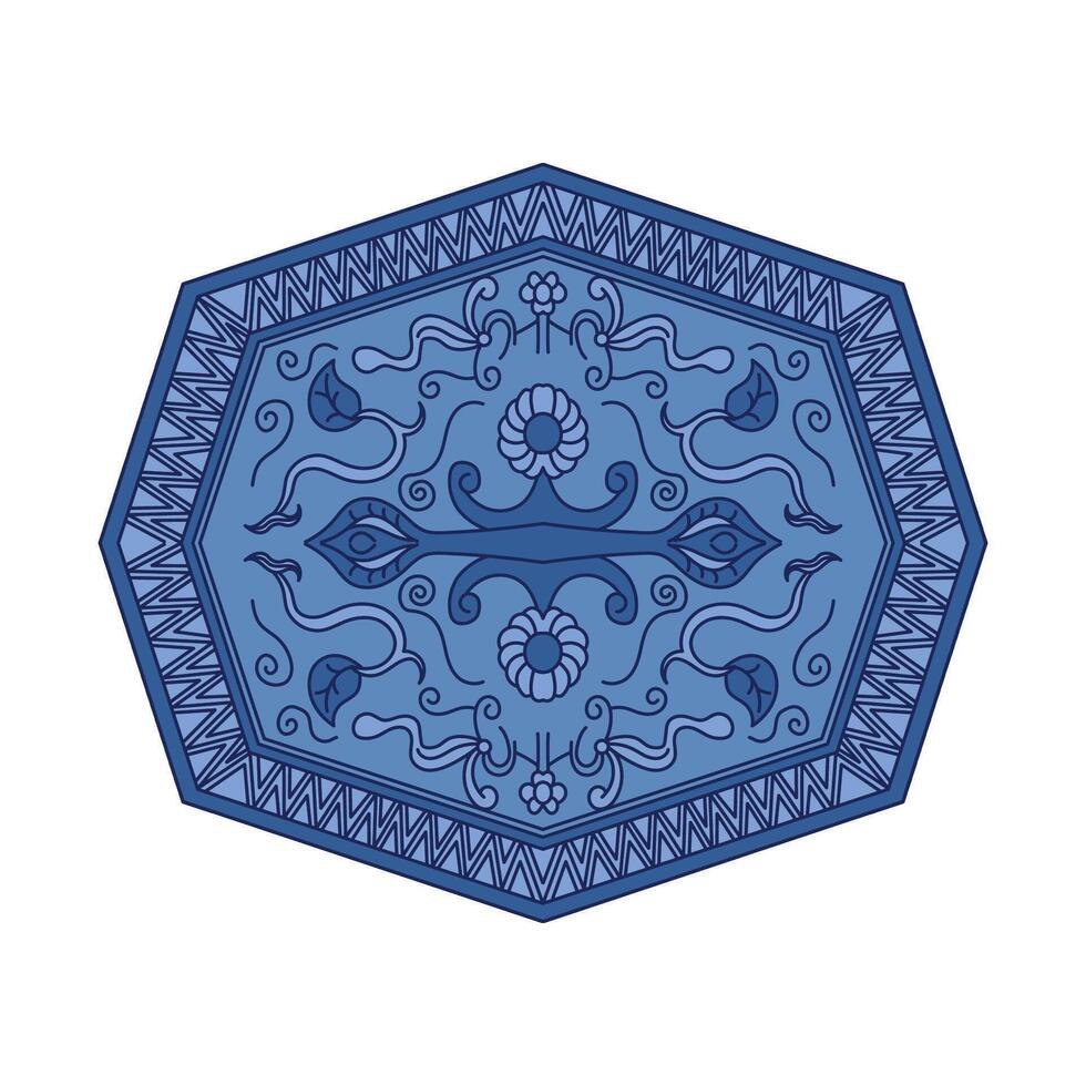 An icon showing an octagonal-shaped rug with a central medallion design and intricate floral vector